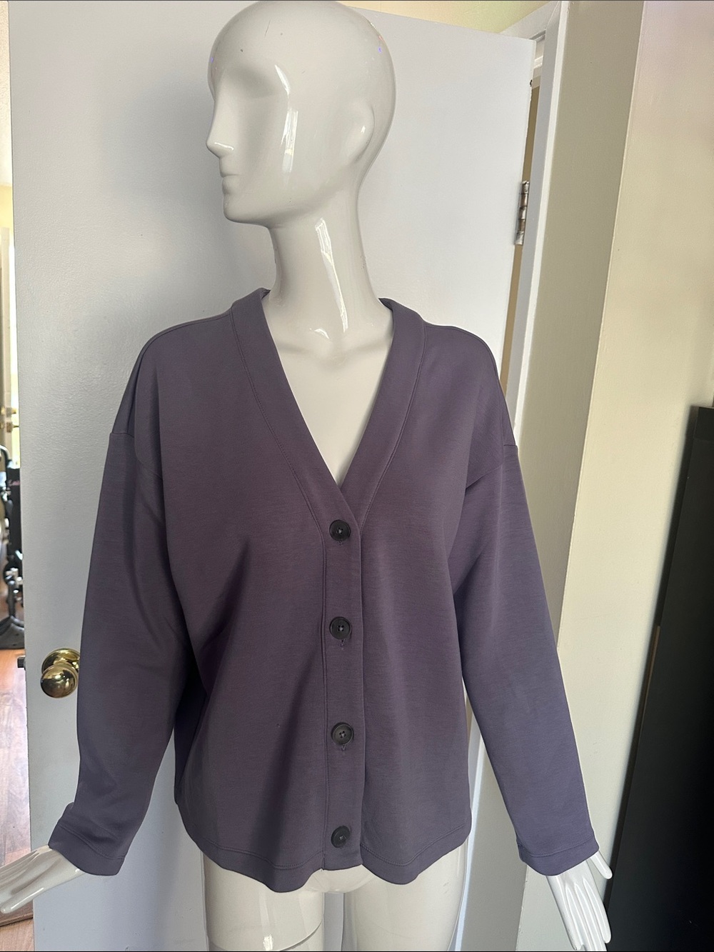 SPANX Purple V-Neck Button Front Cardigan